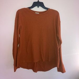 Waffle Burnt Orange Long Sleeved Sweater